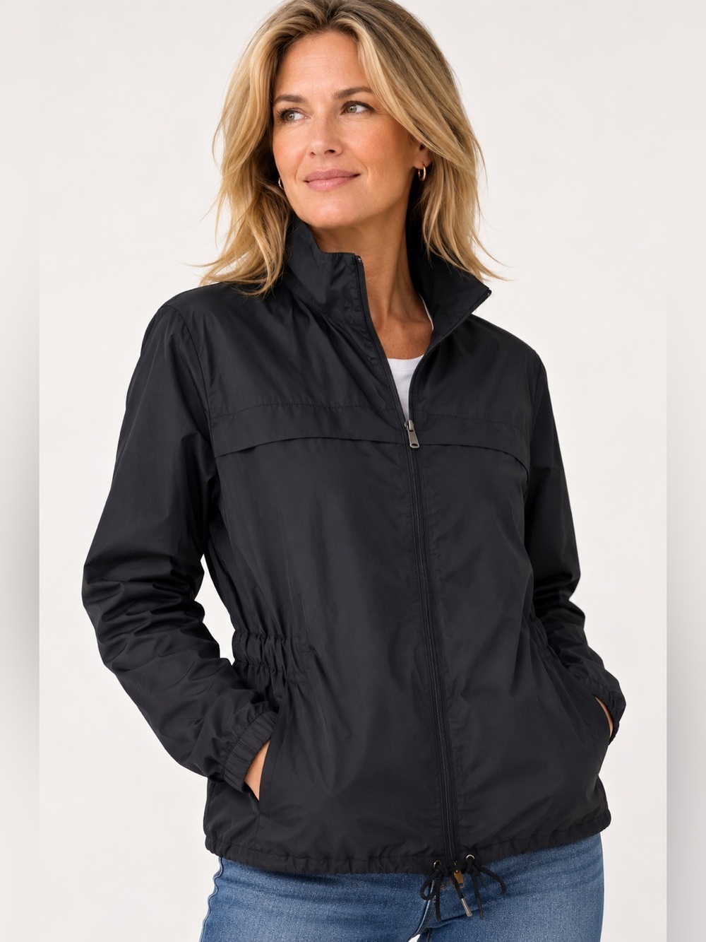 Greg Norman Women’s Black Golf Windbreaker Jacket w/ Cinched Waist Size M